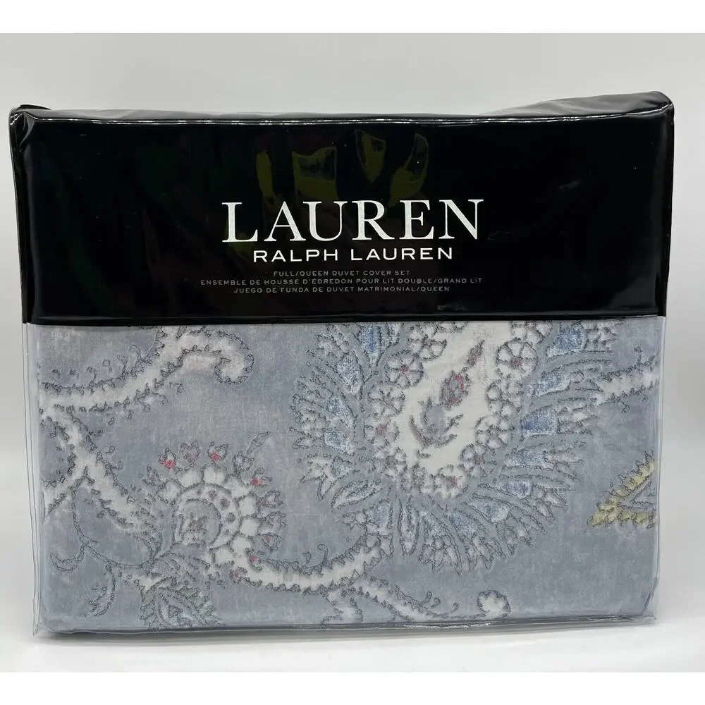 Ralph Lauren Duvet Cover Set Karina Paisley Full/Queen 2 Standard Shams Cotton